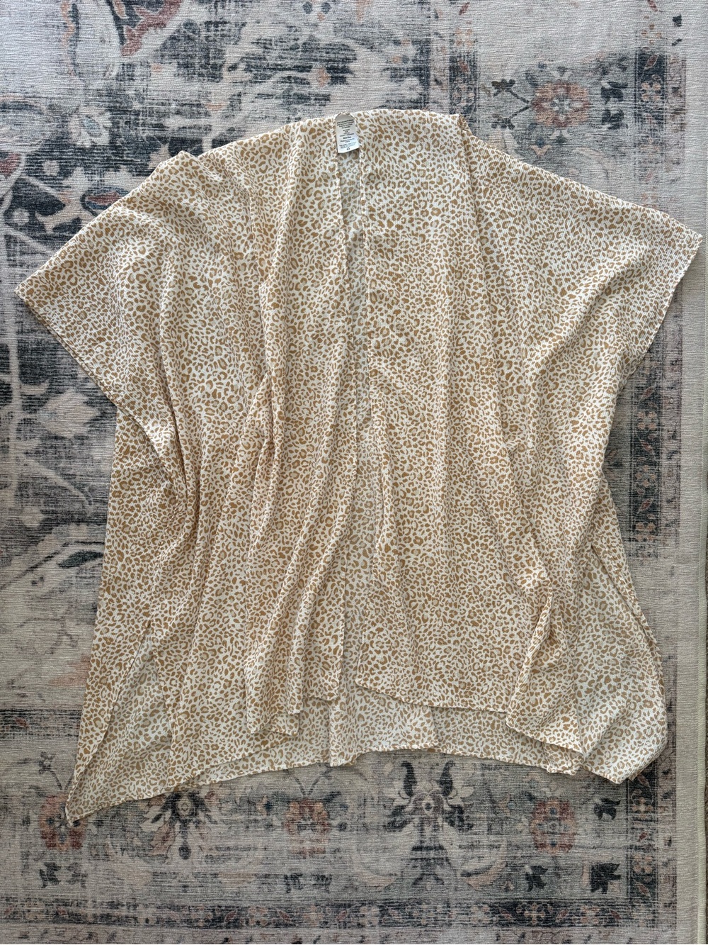 Neutral Leopard Print Women's Swim Coverup Kimono